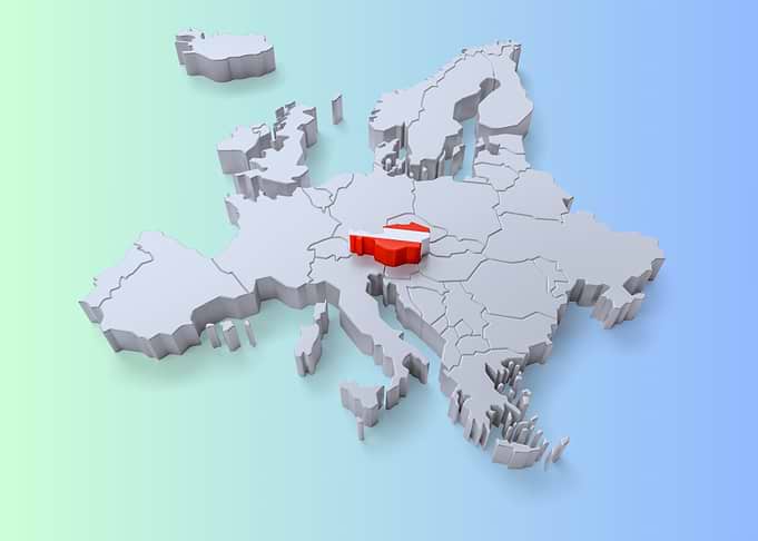 3D Map of Europe with Austria