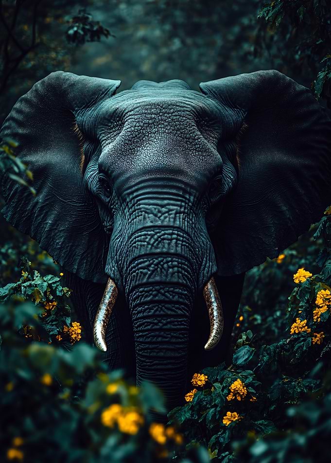 Elephant portrait in the jungle