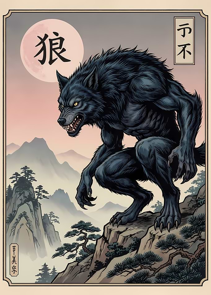 Werewolf in Japanese Art Style