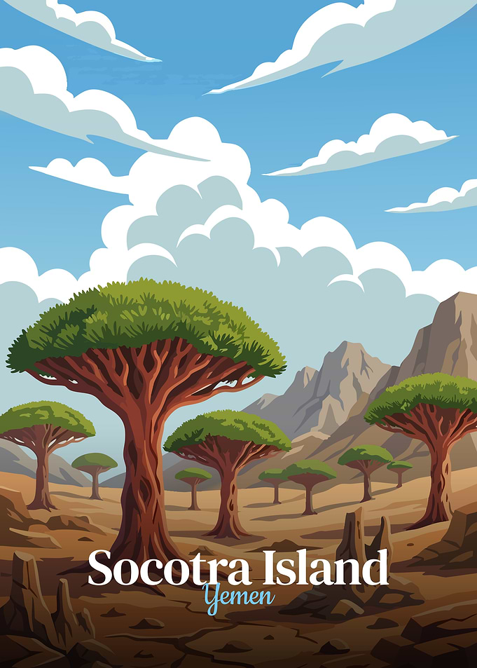 Socotra Island, Yemen Landscape Illustration