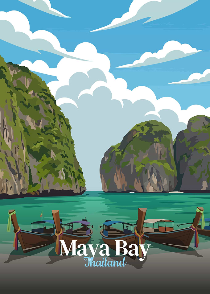 Maya Bay Thailand Travel Poster