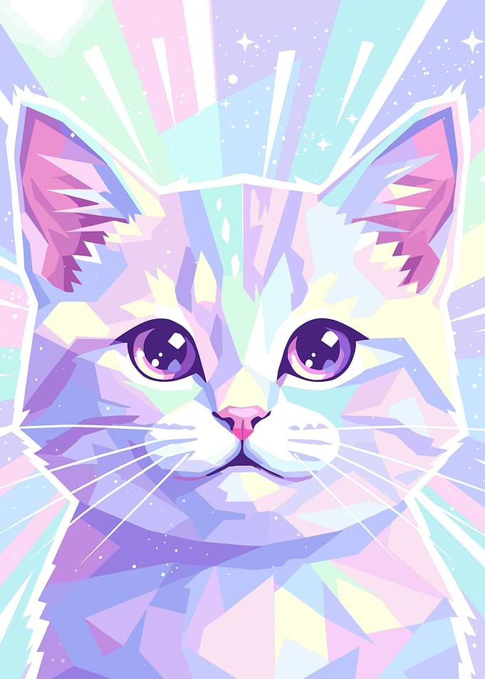 Pastel Geometric Cat Portrait