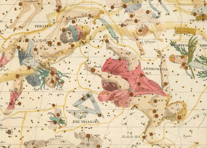 Antique Constellation Map: Perseus and Andromeda
