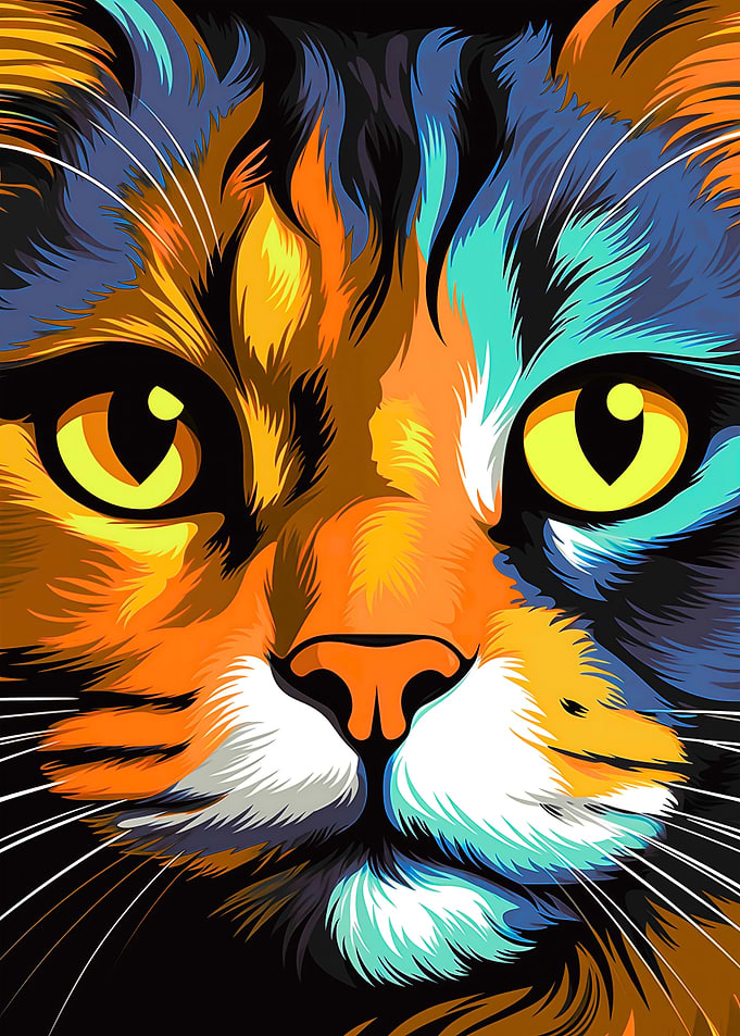 Colorful Cat Portrait