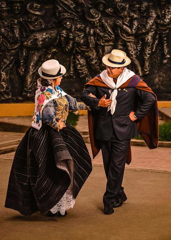 Traditional Andean Dancers in Formal Attire