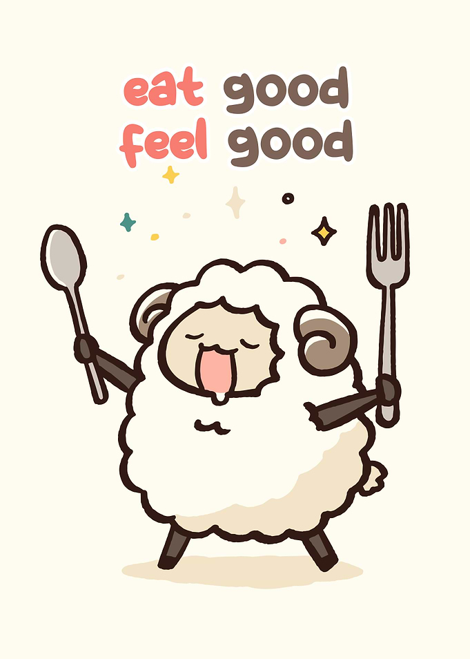 Eat Good Feel Good Sheep Cartoon