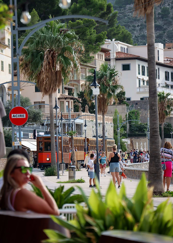 Scenic Tram Ride in a Coastal Town