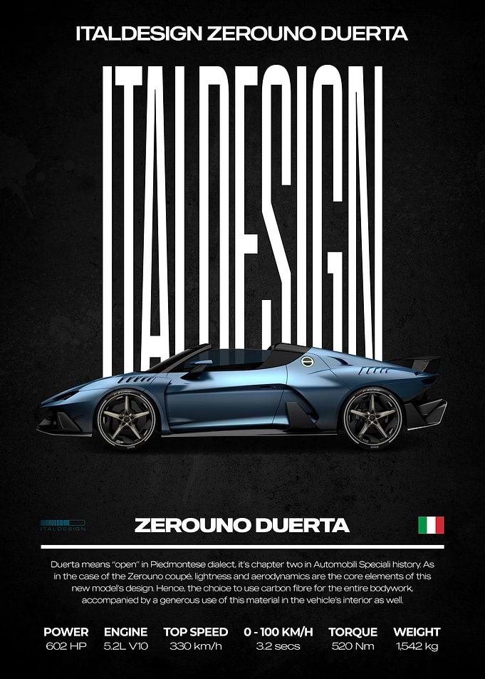 Italdesign Zerouno Duerta Car Poster