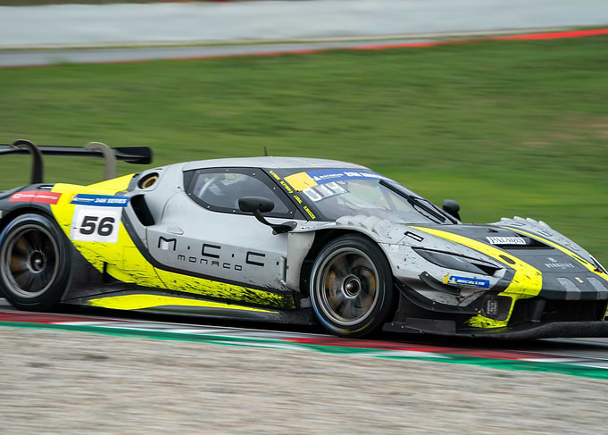 Ferrari Racing Car on Track, Number 56