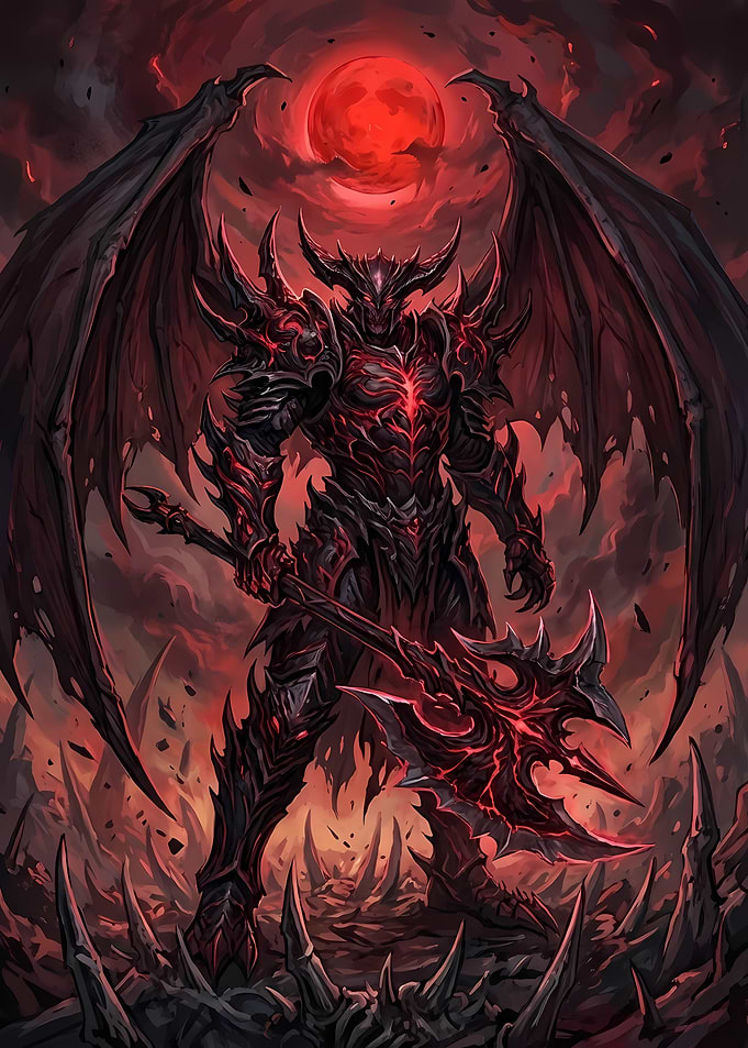Winged Demon Warrior with Red Axe