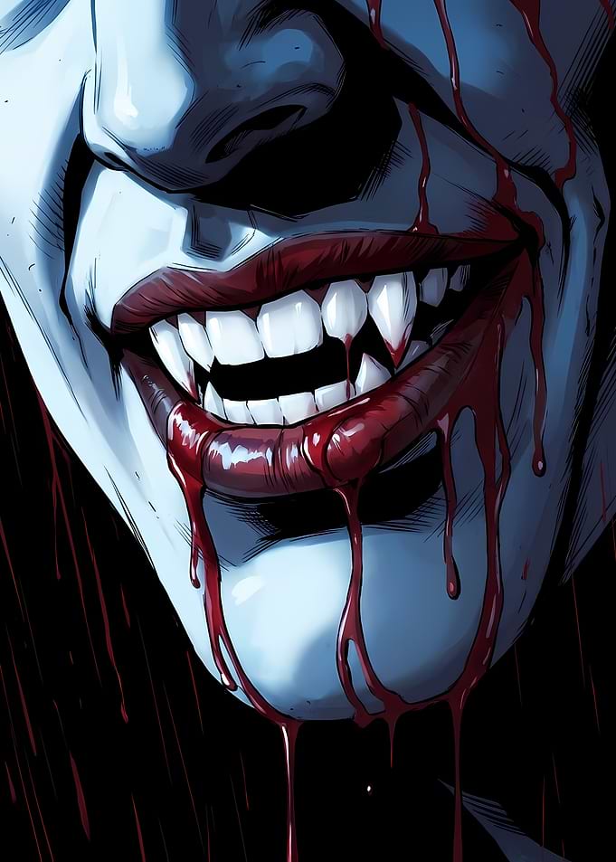 Vampire Smile with Blood