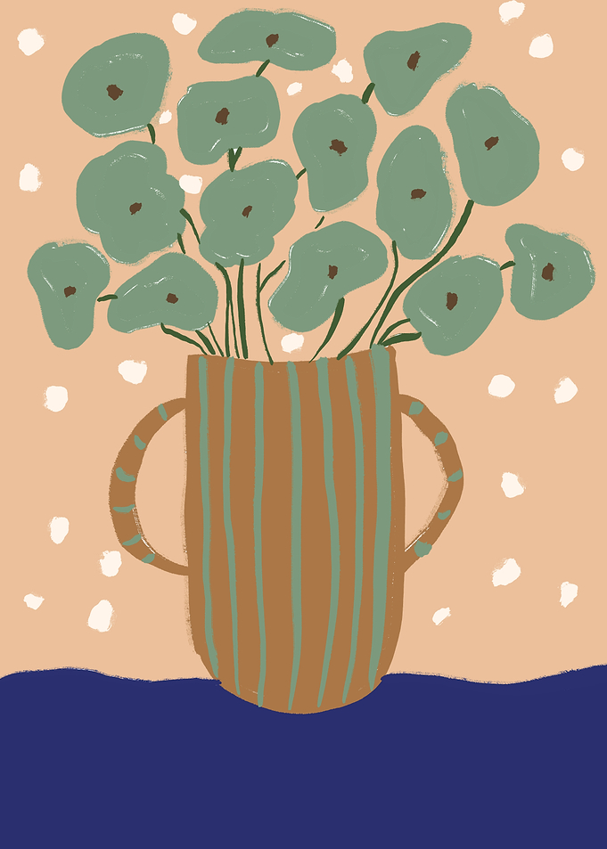 Floral Still Life with Striped Vase