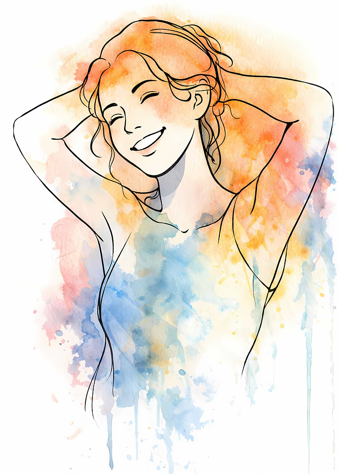 Smiling Woman Watercolor Illustration