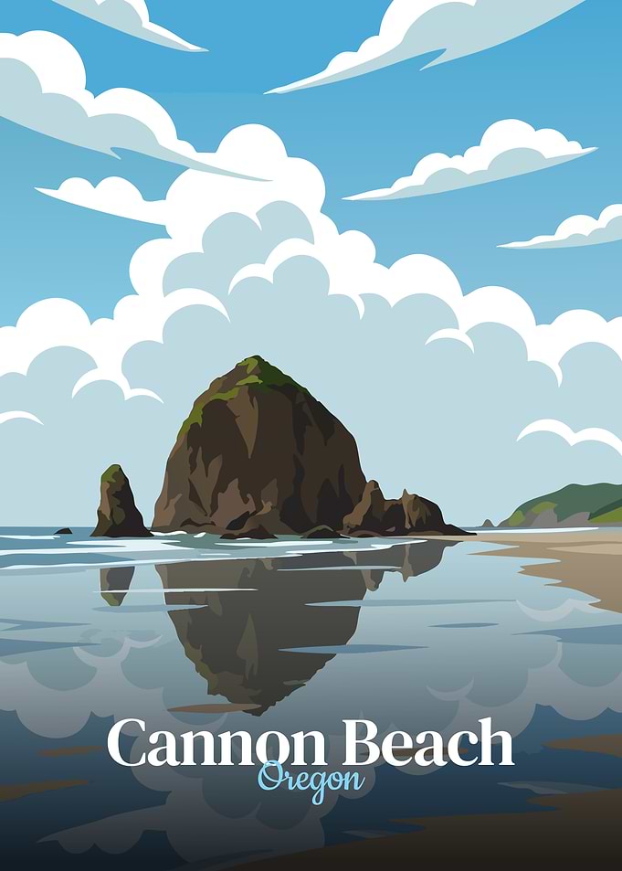 Cannon Beach, Oregon Illustration