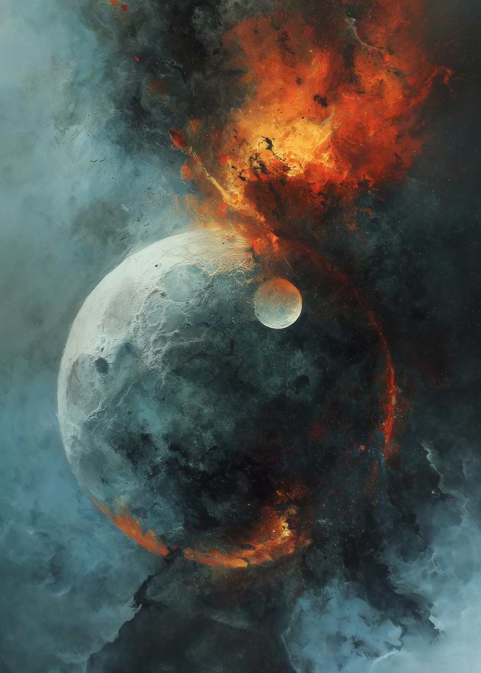 Planetary Collision with Fiery Nebula