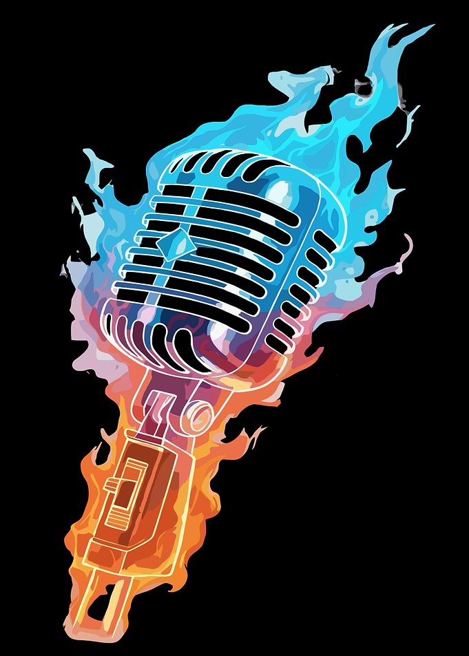 Flaming Microphone Digital Art