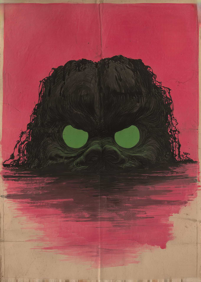 Swamp Monster with Glowing Green Eyes