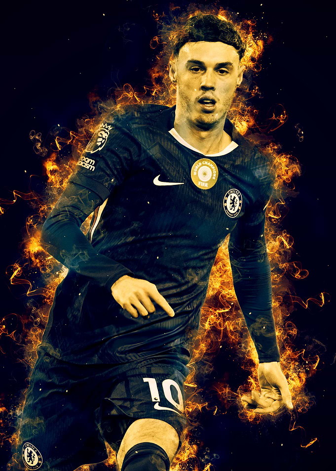 Soccer Player in Flames - Cole Palmer