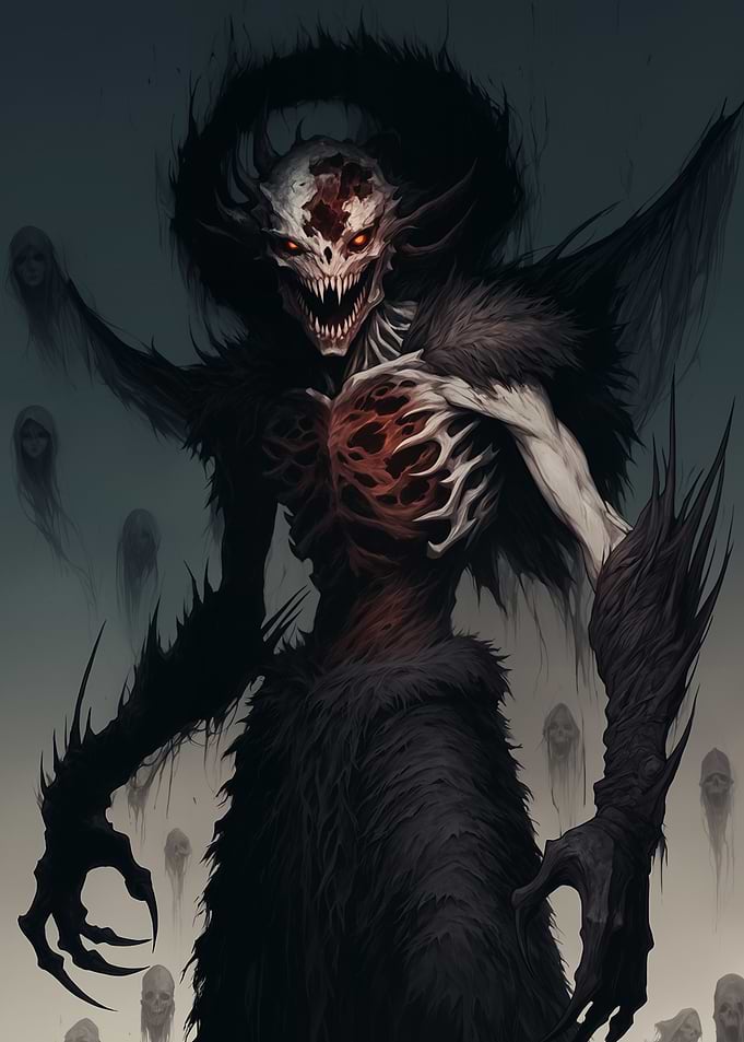 Terrifying Demon with Glowing Red Eyes