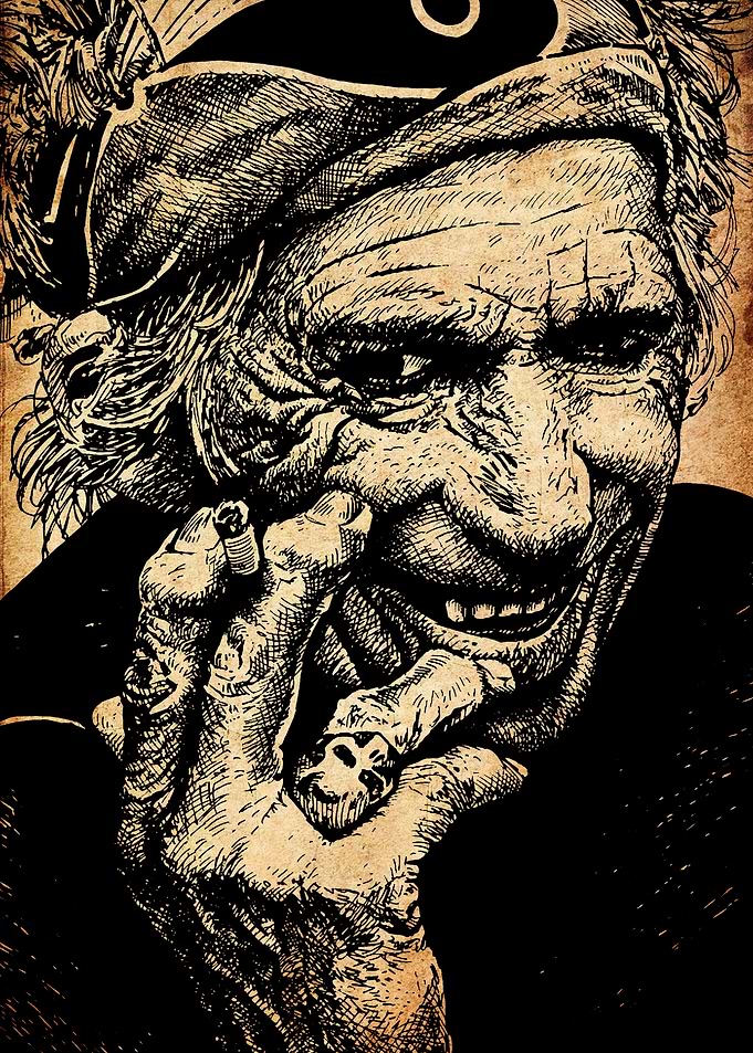 Keith Richards Portrait - Pen and Ink