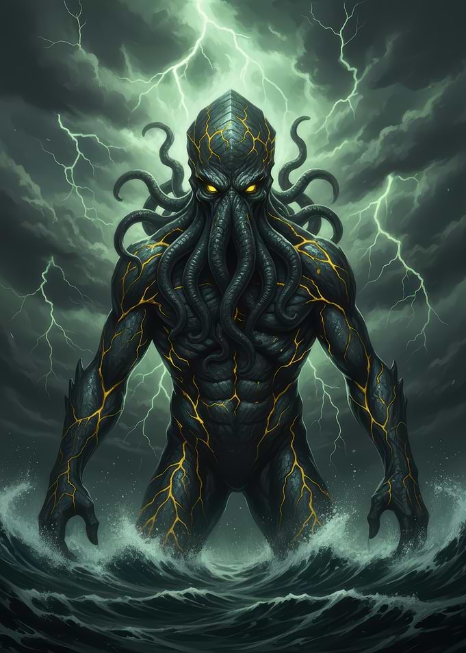 kintsugi Cthulhu in Stormy Seas