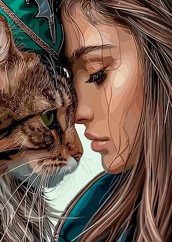 Girl and Cat Portrait