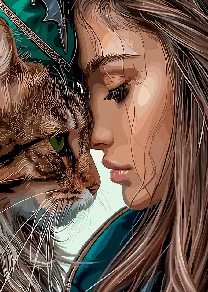 Girl and Cat Portrait