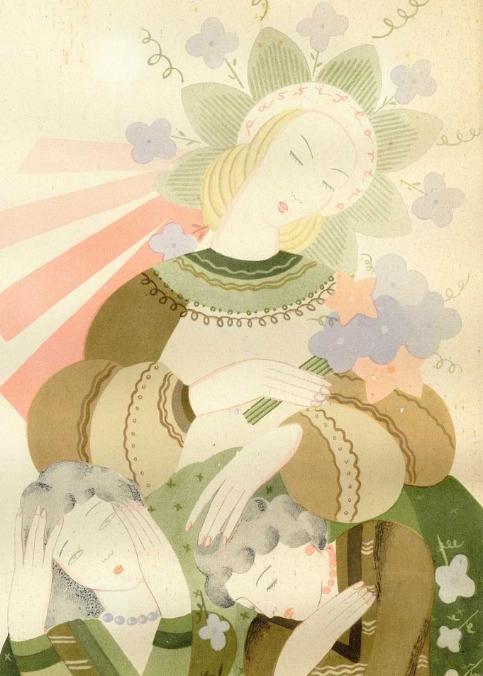 Vintage Art Deco Illustration of Women