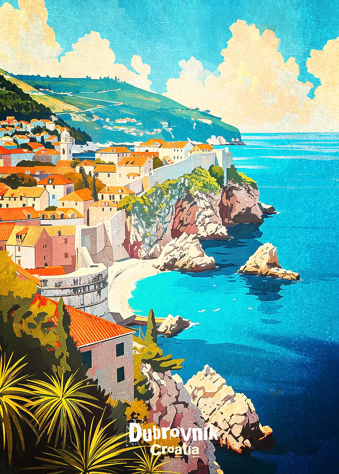 Dubrovnik Croatia Travel Poster