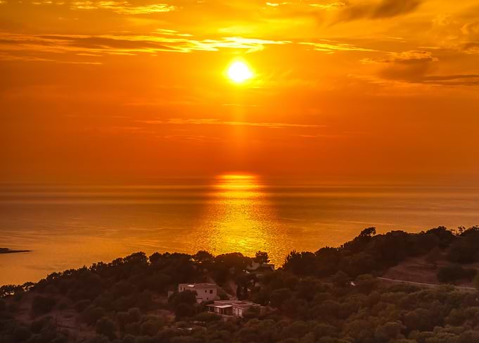 Golden Tranquility Corsican Horizon Mediterranean Sunset Sea Reflection Fine Art