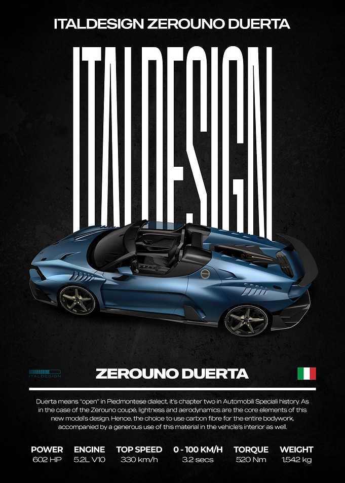 Italdesign Zerouno Duerta Car Poster