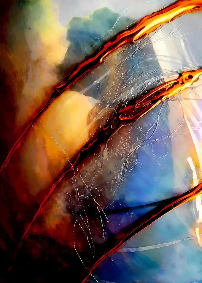 Abstract Motion – Red and Blue Energy – Abstract Porcelain #58
