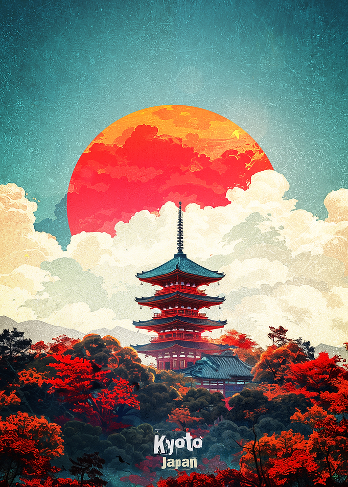 Kyoto Japan Pagoda Art Poster
