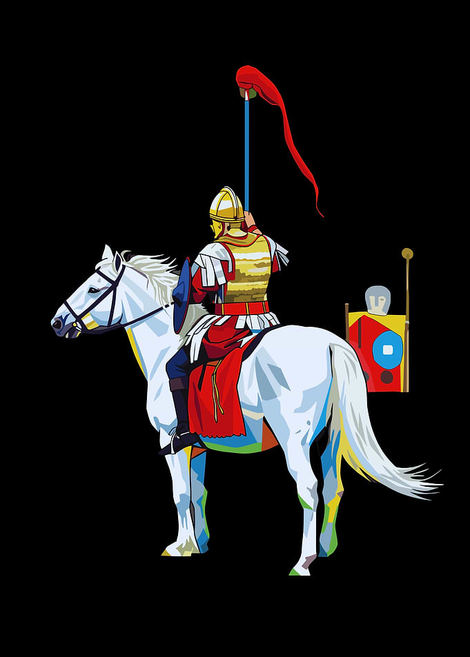 Roman Cavalryman on White Horse