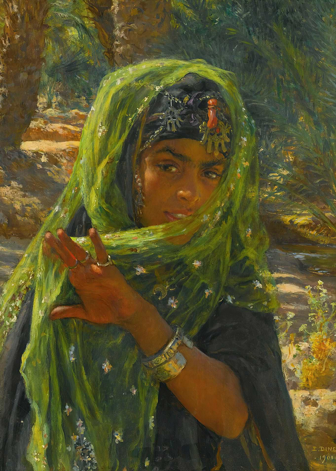 Young Woman with Green Veil Painting