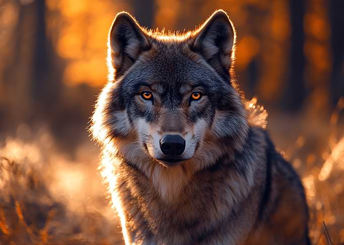 Wolf Portrait in Golden Light