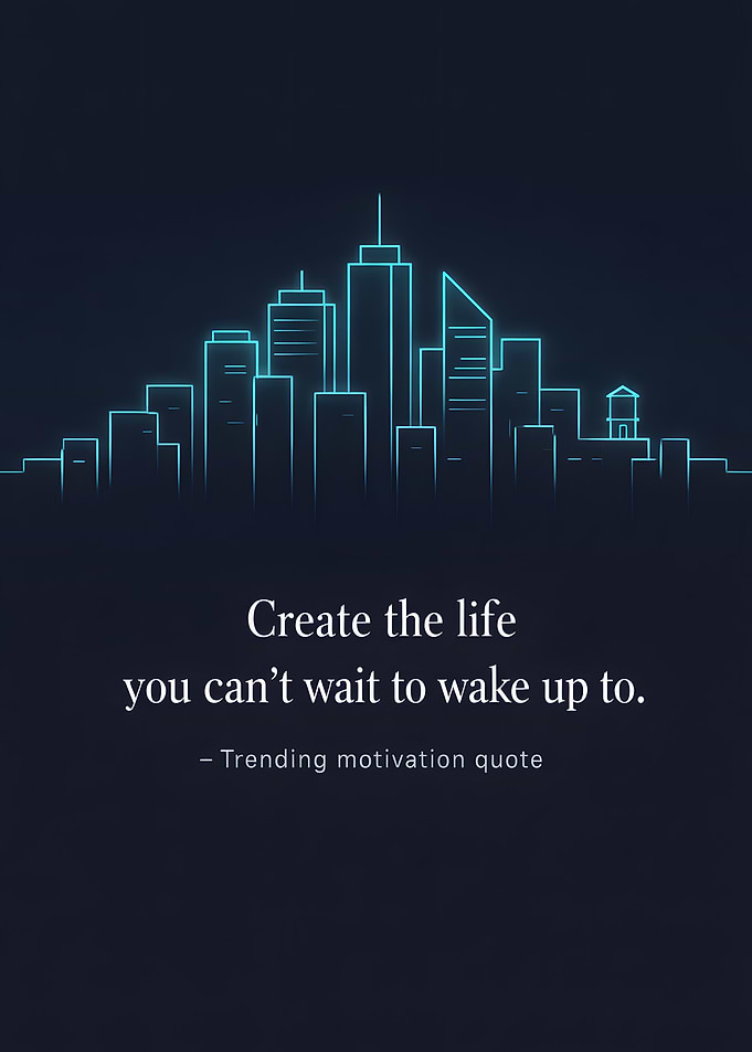Motivational Quote with Cityscape Silhouette