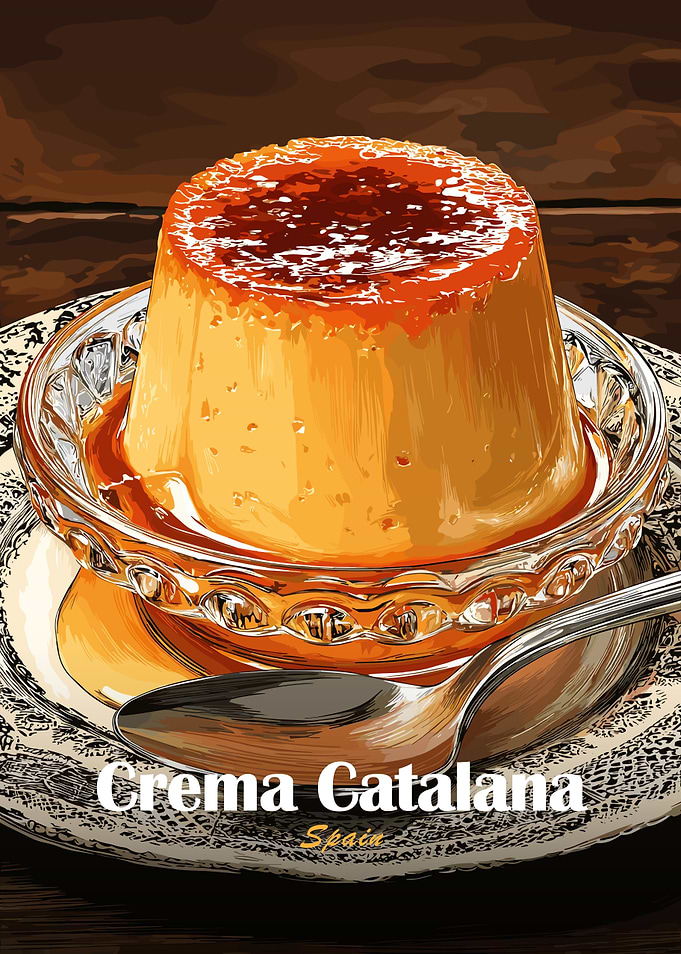 Crema Catalana Dessert Illustration