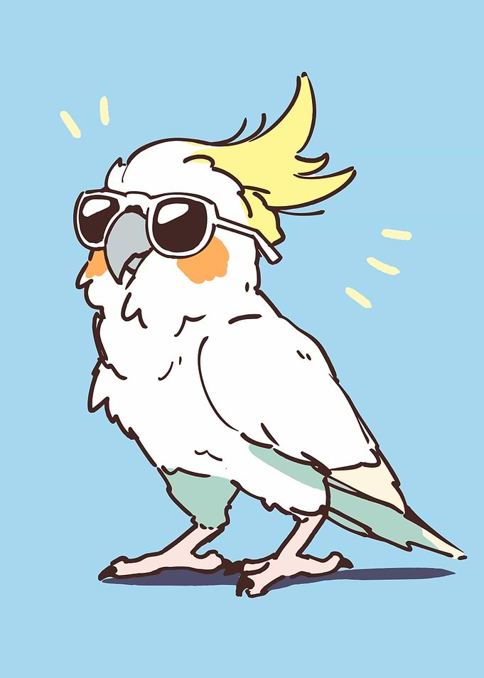 Cool Cockatiel with Sunglasses Illustration