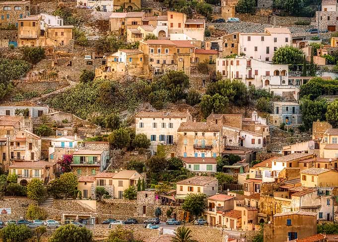 Terraced Village Pigna Corsica Balagne Mediterranean Orange Rooftops Fine Art Photograph