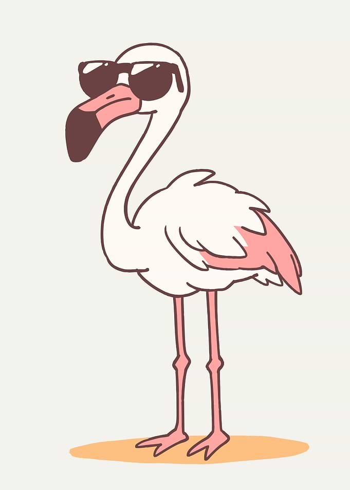 Cool Flamingo Cartoon with Sunglasses