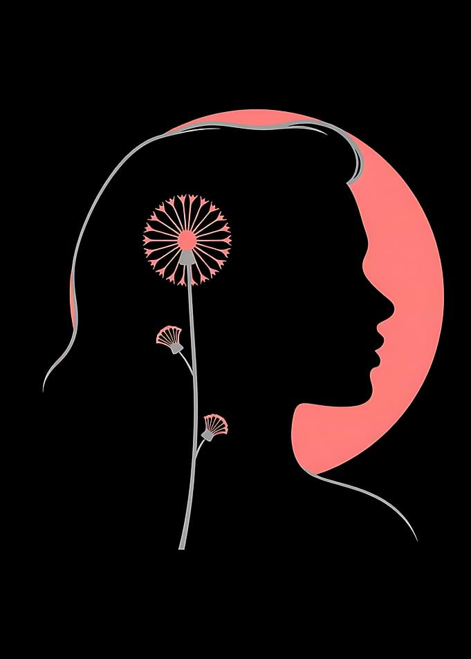 Silhouette of Woman with Dandelion