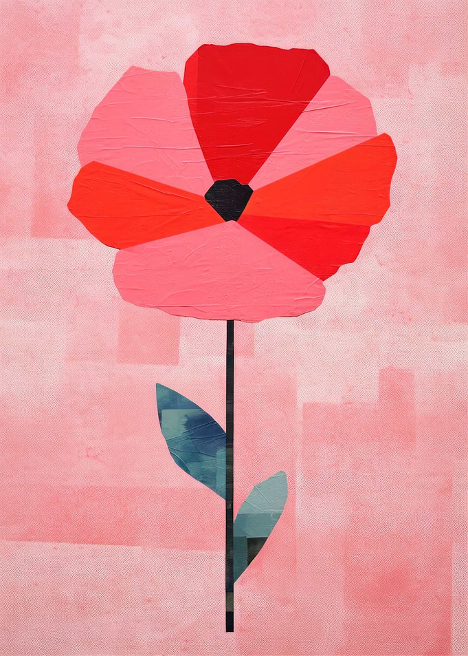 Abstract Floral Art with Pink Background