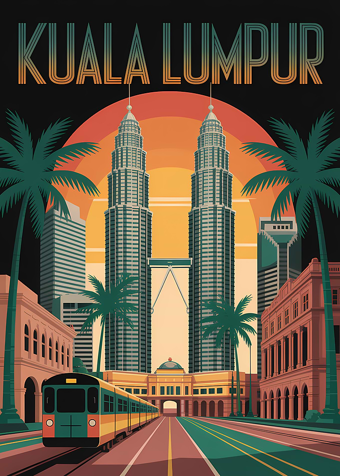 Kuala Lumpur Cityscape Travel Poster