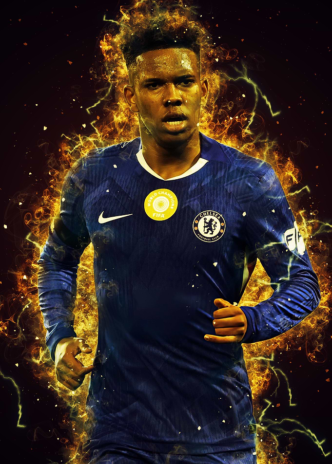 Estevao Willian Football Player with Lightning Effect