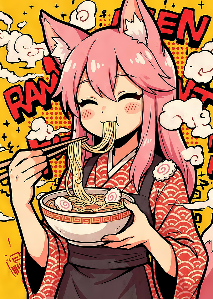 Anime Girl Enjoying Ramen