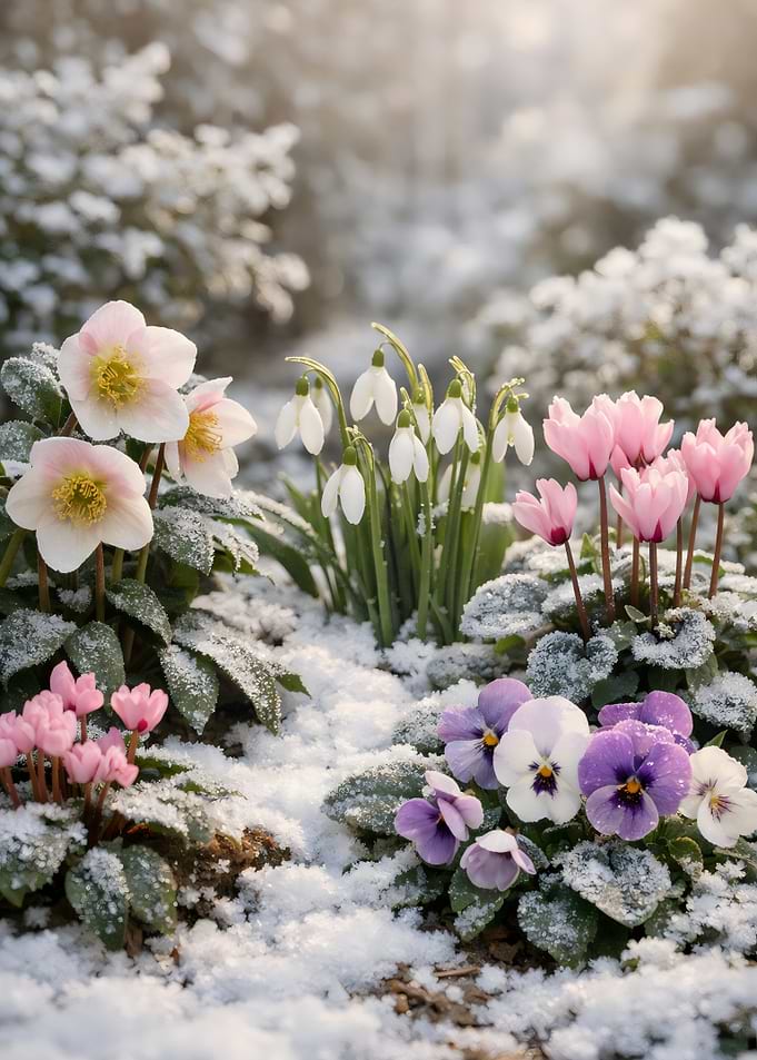 Winter Flowers in the Snow
