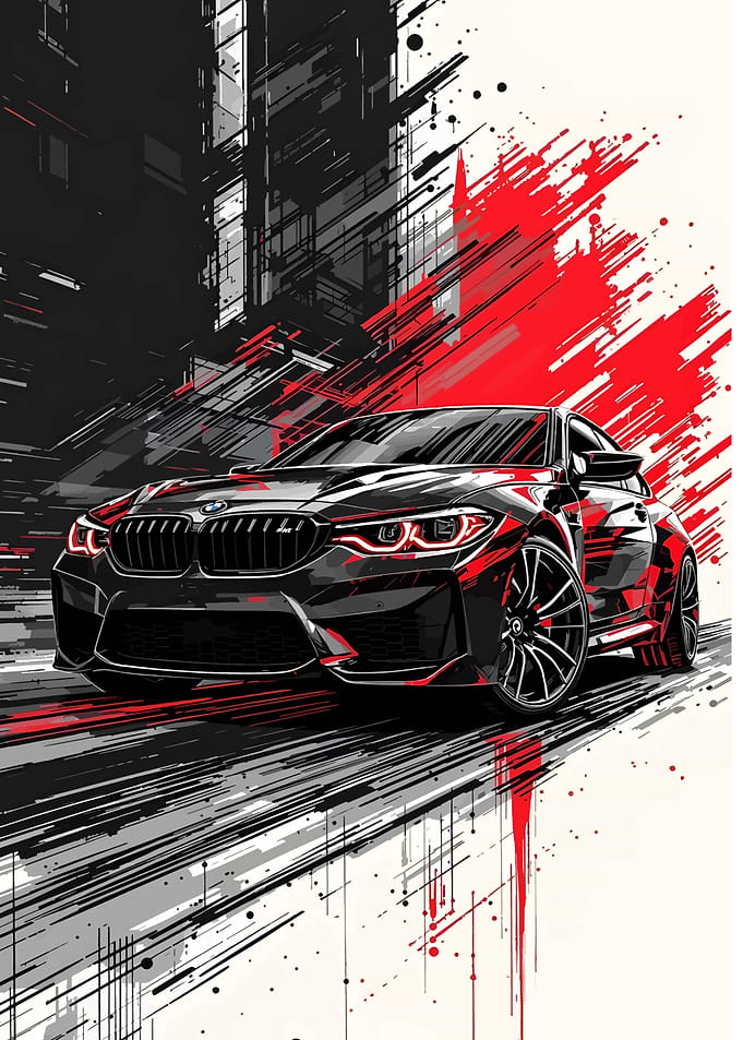Black BMW M4 with Red Accents
