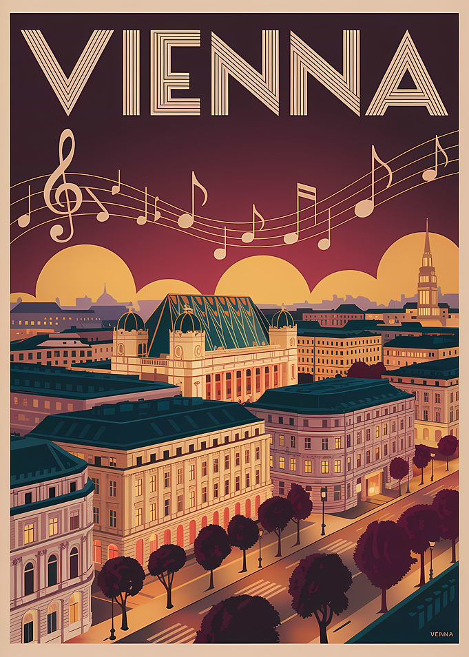 Vienna Cityscape Art Deco Poster