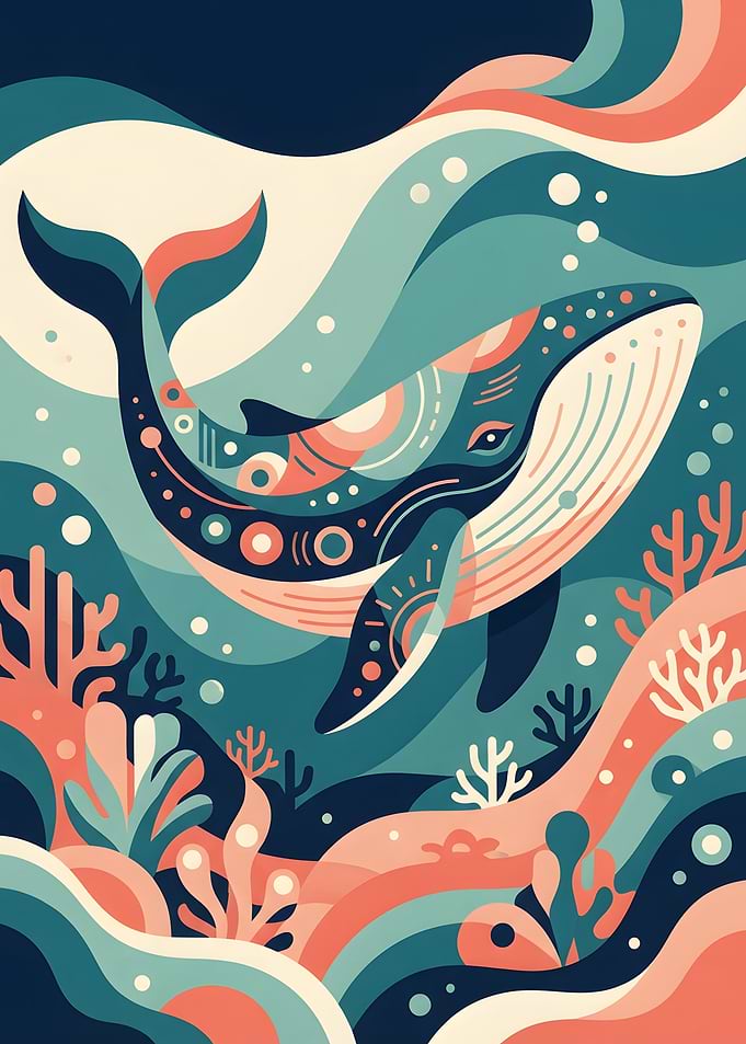 Whale in the Ocean Art